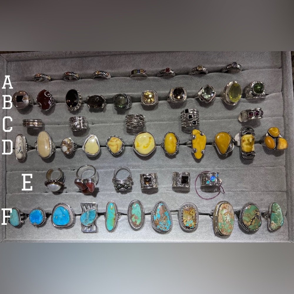 Assorted natural gemstone rings